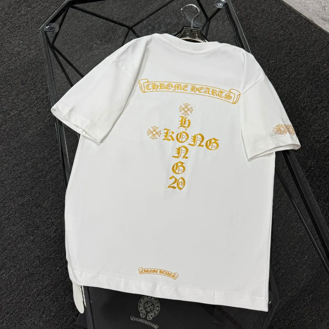 P170 Chrome Hearts 25 high version fabrics made of 300 grams of high-density cotton, no deformation, no shrinkage, complete with three labels, same style for men and women Process: imported hot stamping Color: white black SIZE: S-XL